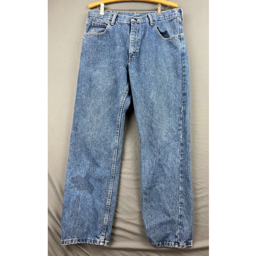 Wrangler Jeans Mens 34x29 Premium Quality Straight Leg Blue Denim 5433 Fair